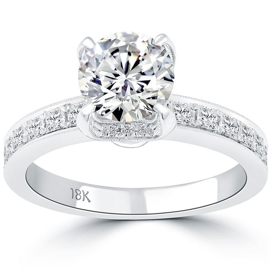 2.29 Carat E-SI2 Certified Natural Round Diamond Engagement Ring 18k White Gold