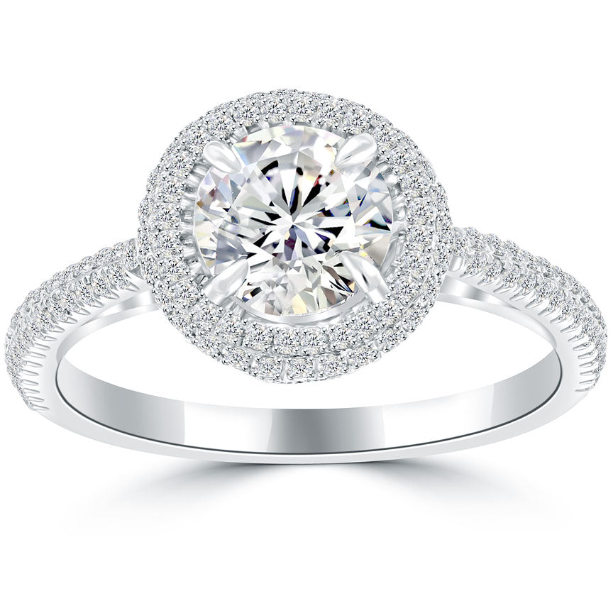 1.75 Carat E-SI1 Certified Natural Round Diamond Engagement Ring Set in Platinum