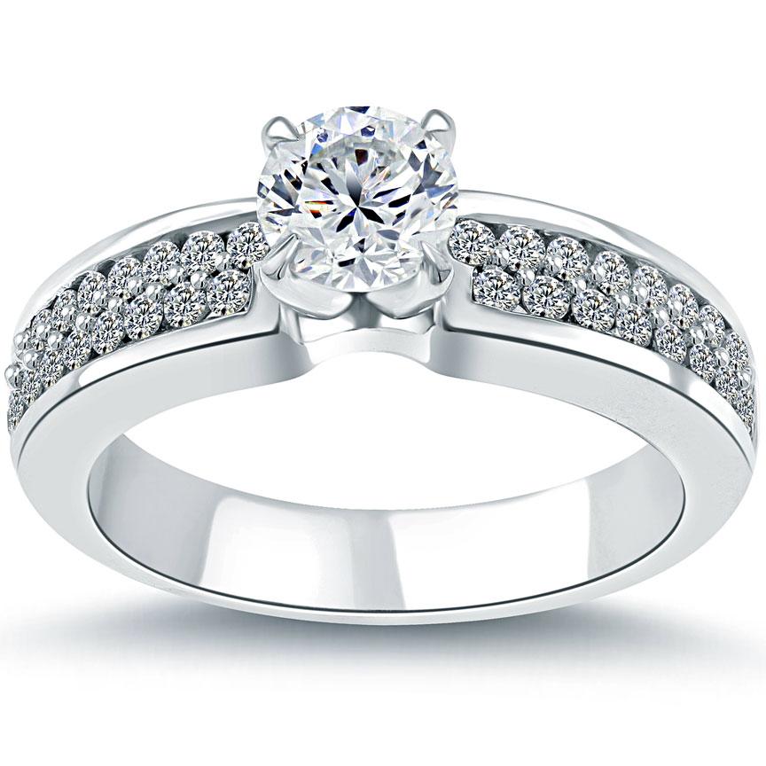 1.15 Carat F-SI1 Certified Natural Round Diamond Engagement Ring 14k White Gold