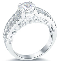 2.09 Carat E-SI1 Certified Natural Round Diamond Engagement Ring 14k White Gold