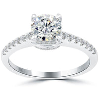 1.54 Carat G-VS1 Certified Natural Round Diamond Engagement Ring 18k White Gold