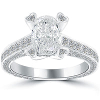 2.72 Carat F-SI2 Certified Oval Cut Diamond Engagement Ring 14k White Gold