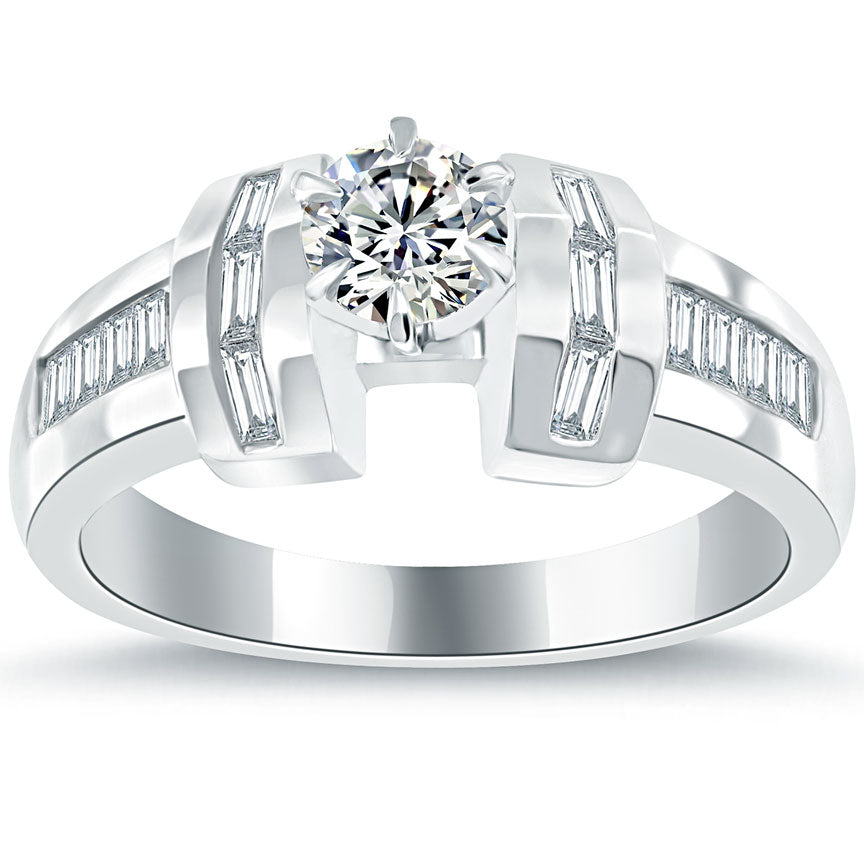 1.15 Carat D-VS2 Certified Natural Round Diamond Engagement Ring 14k White Gold