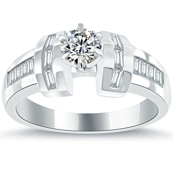 1.15 Carat D-VS2 Certified Natural Round Diamond Engagement Ring 14k White Gold