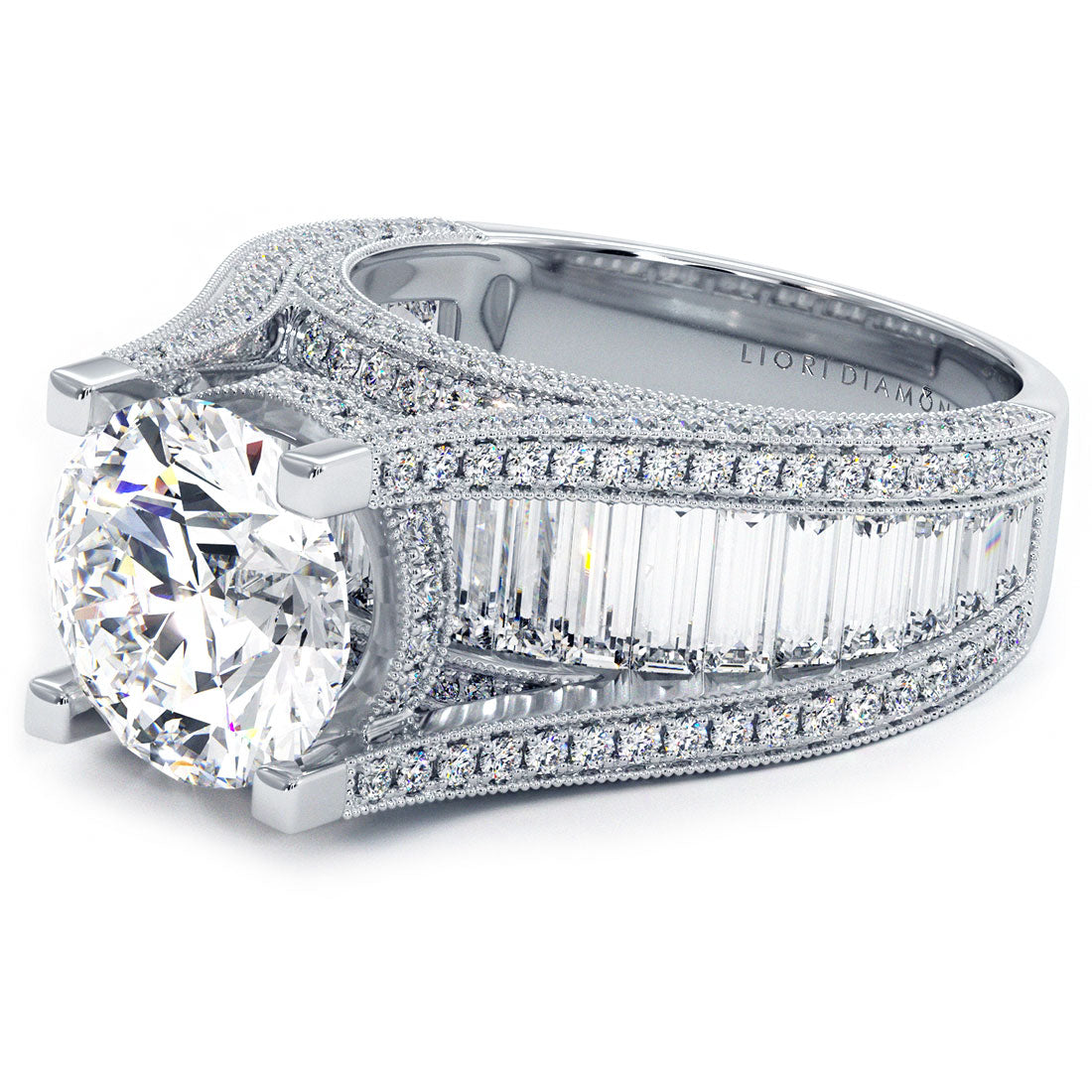 6.54 Carat G-SI2 Certified Natural Round Diamond Engagement Ring 14k White Gold