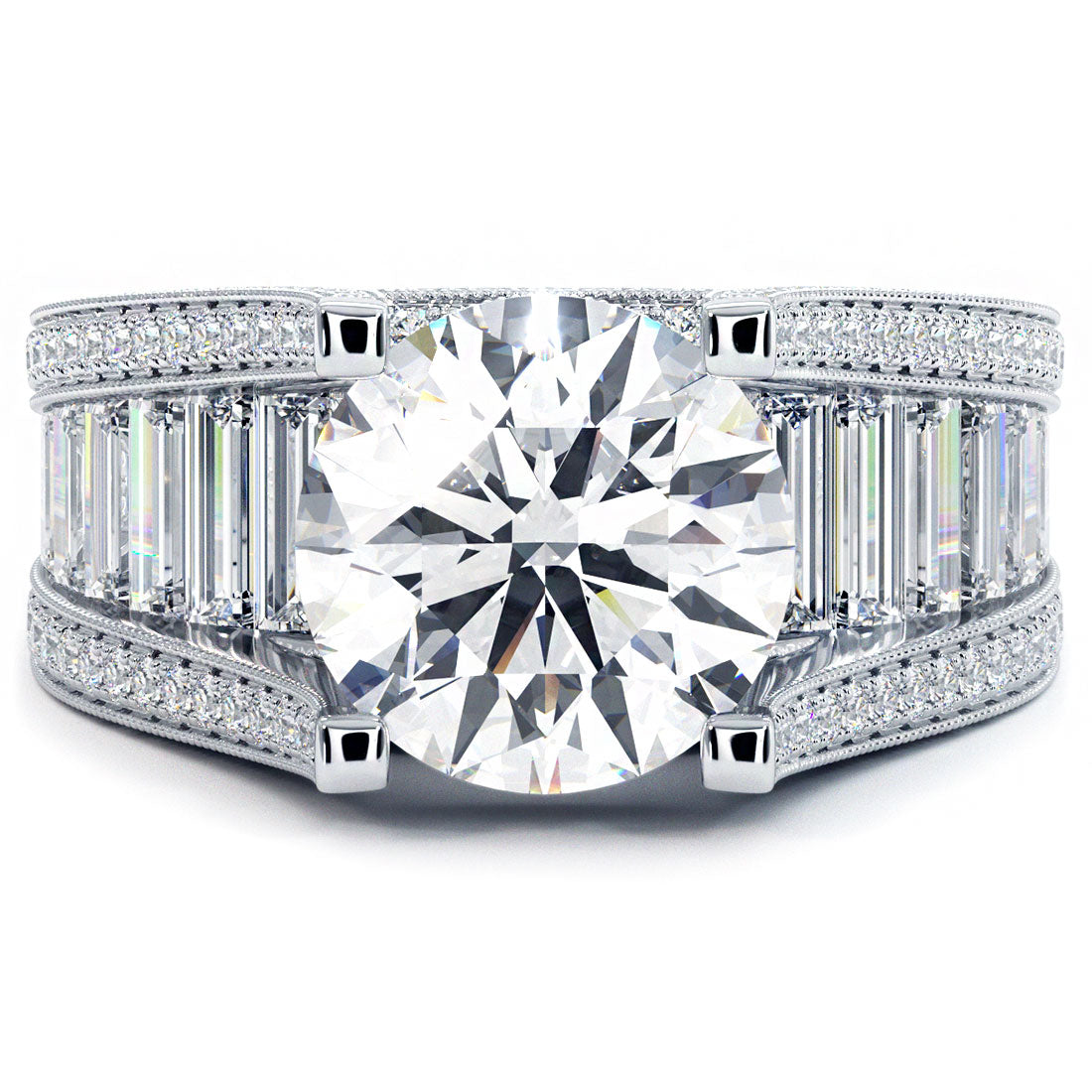 6.54 Carat G-SI2 Certified Natural Round Diamond Engagement Ring 14k White Gold