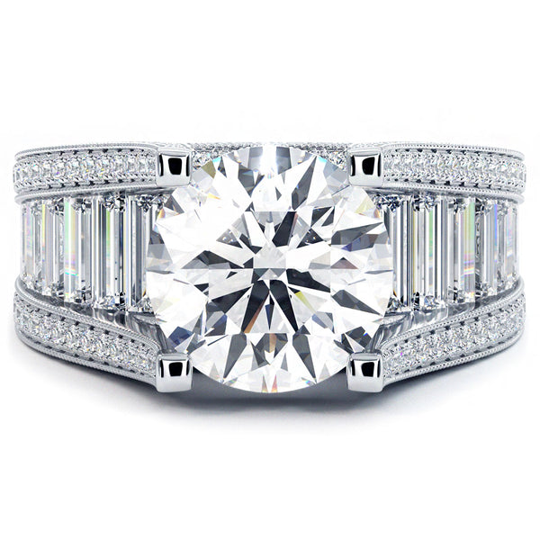 6.54 Carat G-SI2 Certified Natural Round Diamond Engagement Ring 14k White Gold