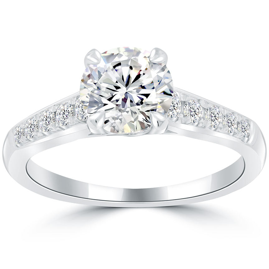 1.65 Carat F-SI2 Certified Natural Round Diamond Engagement Ring 18k White Gold