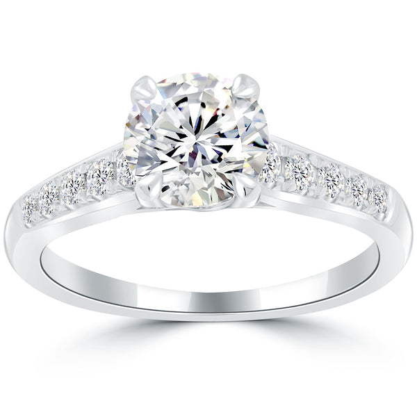 1.65 Carat F-SI2 Certified Natural Round Diamond Engagement Ring 18k White Gold