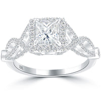 1.80 Carat F-SI1 Princess Cut Diamond Engagement Ring 18k Gold Vintage Style