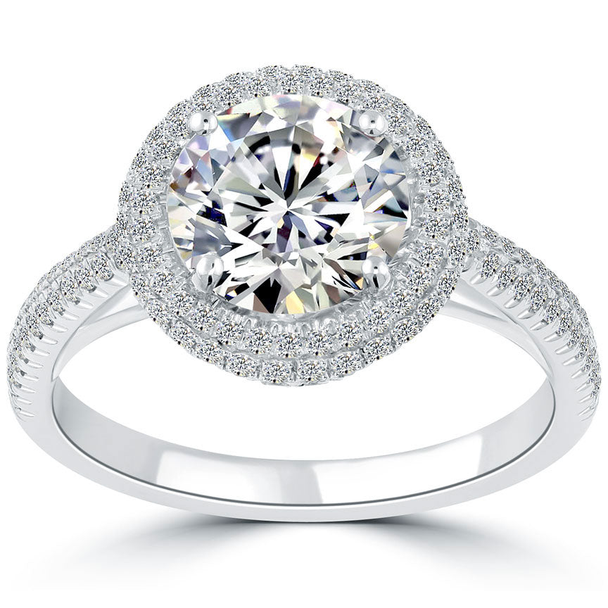 3.45 Carat I-SI2 Certified Natural Round Diamond Engagement Ring Set in Platinum