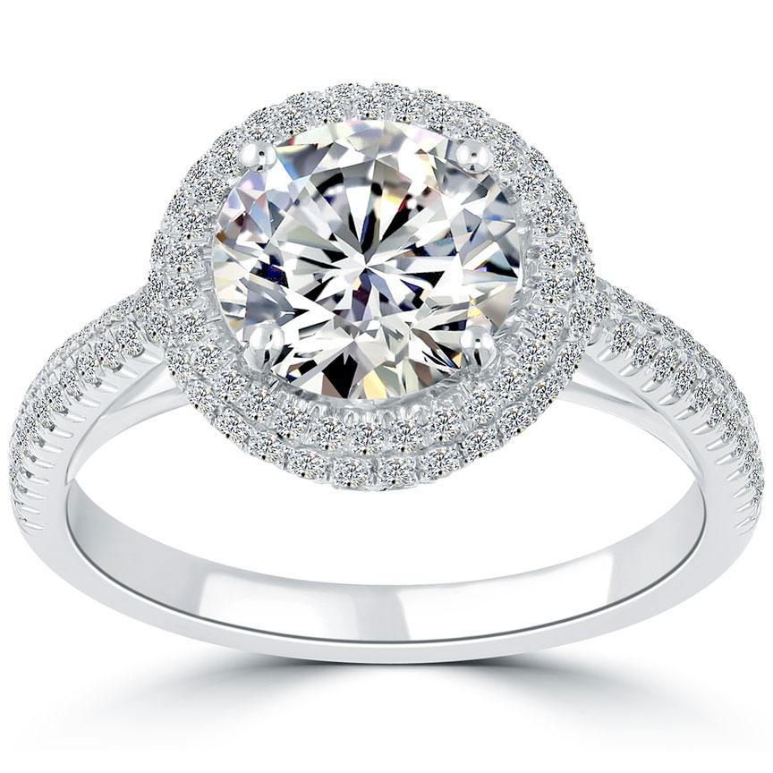 3.45 Carat I-SI2 Certified Natural Round Diamond Engagement Ring Set in Platinum