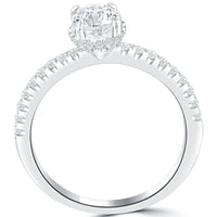 0.94 Carat E-VS1 Certified Natural Round Diamond Engagement Ring 18k White Gold