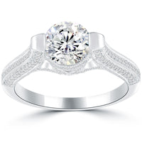 2.10 Carat E-SI3 Certified Natural Round Diamond Engagement Ring 18k White Gold