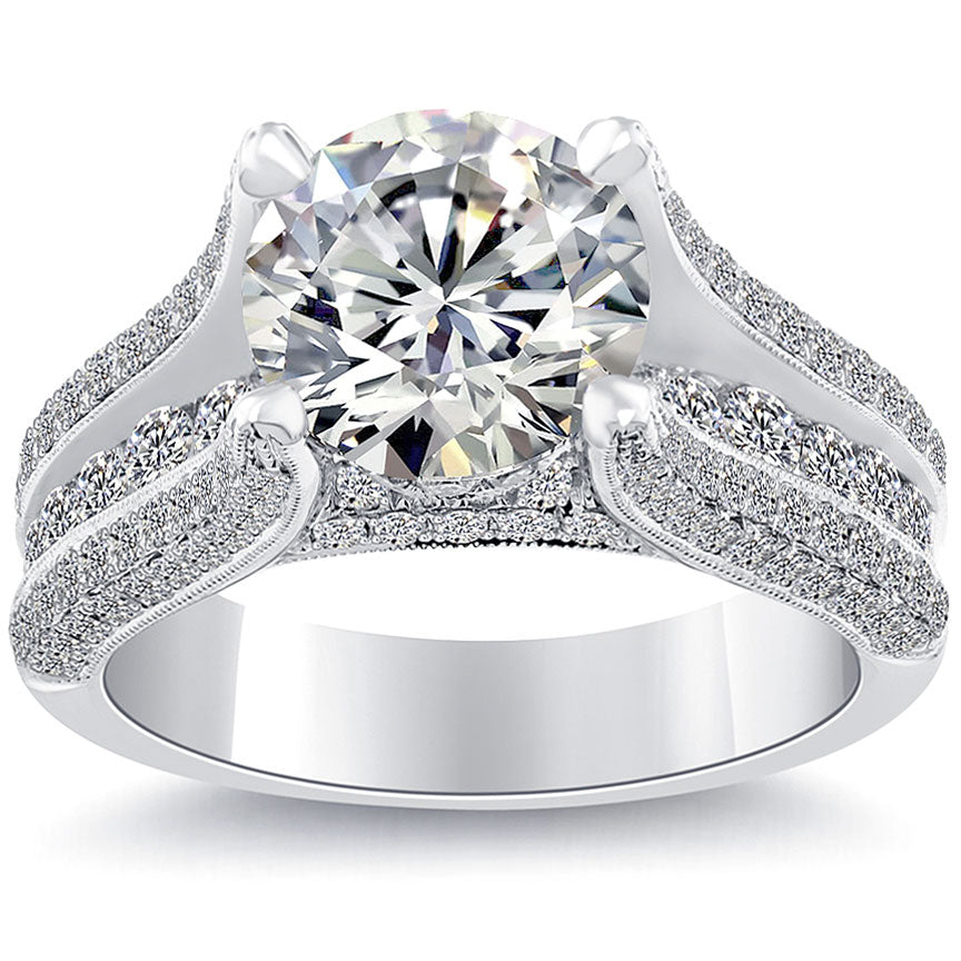 4.62 Carat E-SI2 Certified Natural Round Diamond Engagement Ring 18K White Gold