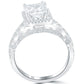 2.45 Carat F-SI3 Princess Cut Diamond Engagement Ring 18k White Gold Pave Halo