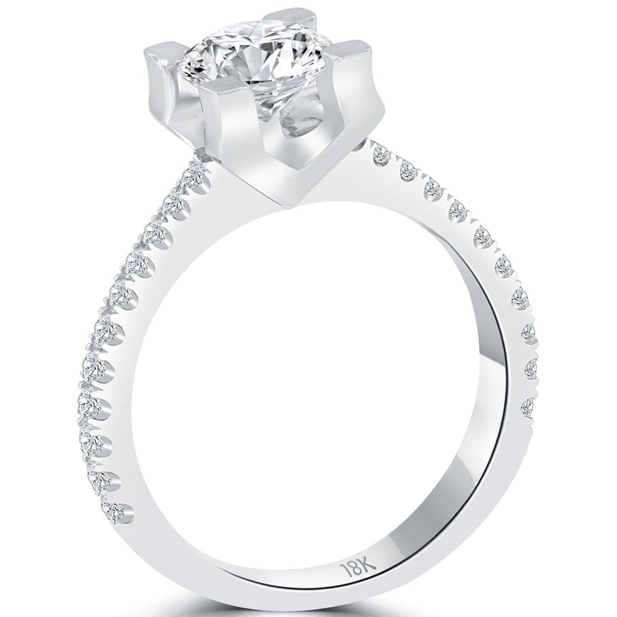 1.43 Carat G-SI1 Certified Natural Round Diamond Engagement Ring 18k White Gold
