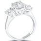 3.05 Carat E-SI2 Three Stone Natural Diamond Engagement Ring Set In Platinum