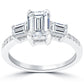 3.08 Carat F-VS1 Emerald Cut Three Stone Diamond Engagement Ring Set In Platinum