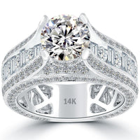 4.92 Carat H-VS1 Certified Natural Round Diamond Engagement Ring 14k White Gold
