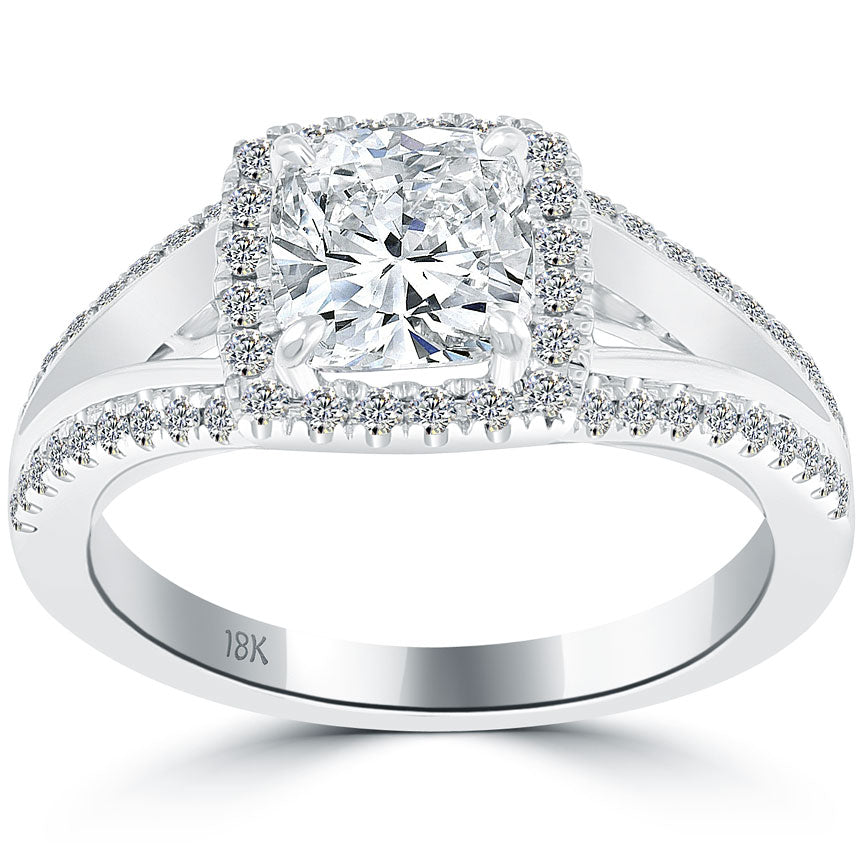 1.96 Carat F-VS1 Cushion Cut Natural Diamond Engagement Ring 18k Vintage Style