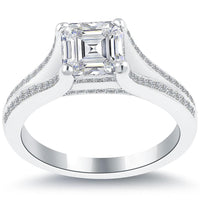 2.54 Carat F-VS2 Asscher Cut Diamond Engagement Ring Set In Platinum