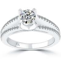 1.17 Carat H-VS2 Certified Natural Round Diamond Engagement Ring 18k White Gold