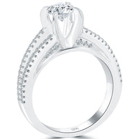 1.17 Carat H-VS2 Certified Natural Round Diamond Engagement Ring 18k White Gold