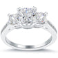 3.01 Ct. E-VVS2 Three Stone Cushion Cut Diamond Engagement Ring Set In Platinum