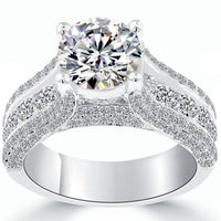 3.88 Carat H-SI1 Certified Natural Round Diamond Engagement Ring 14k White Gold