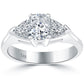 1.98 Carat G-SI1 Three Stone Cushion Cut Diamond Engagement Ring 14k White Gold