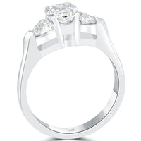 1.98 Carat G-SI1 Three Stone Cushion Cut Diamond Engagement Ring 14k White Gold