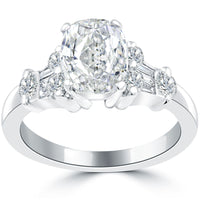 2.51 Carat G-VS2 Cushion Cut Natural Diamond Engagement Ring Set In Platinum