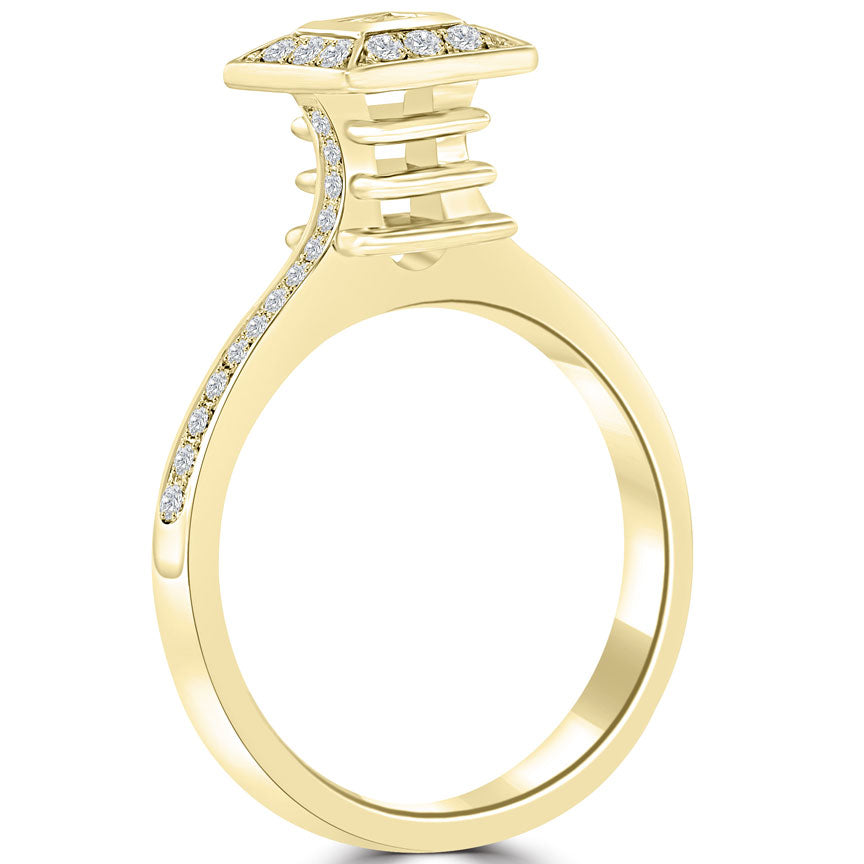 0.85 Carat G-VS2 Certified Princess Cut Diamond Engagement Ring 18k Yellow Gold