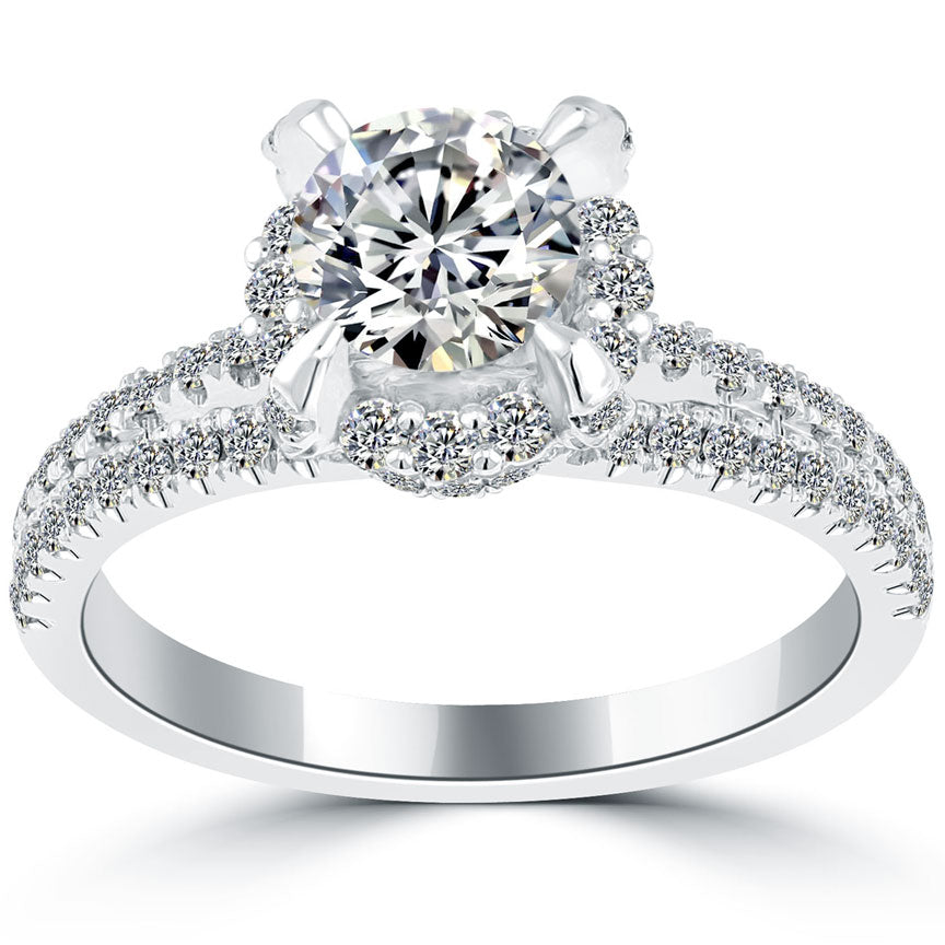 1.66 Carat F-SI1 Natural Round Diamond Engagement Ring 18k Gold Vintage Style