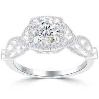 1.78 Carat F-SI1 Natural Round Diamond Engagement Ring 18k Gold Vintage Style