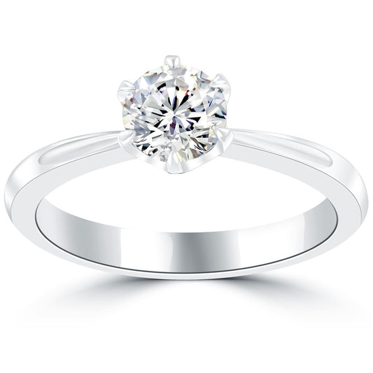 0.75 Carat F-VS1 Round Diamond Classic Solitaire Engagement Ring Set in Platinum