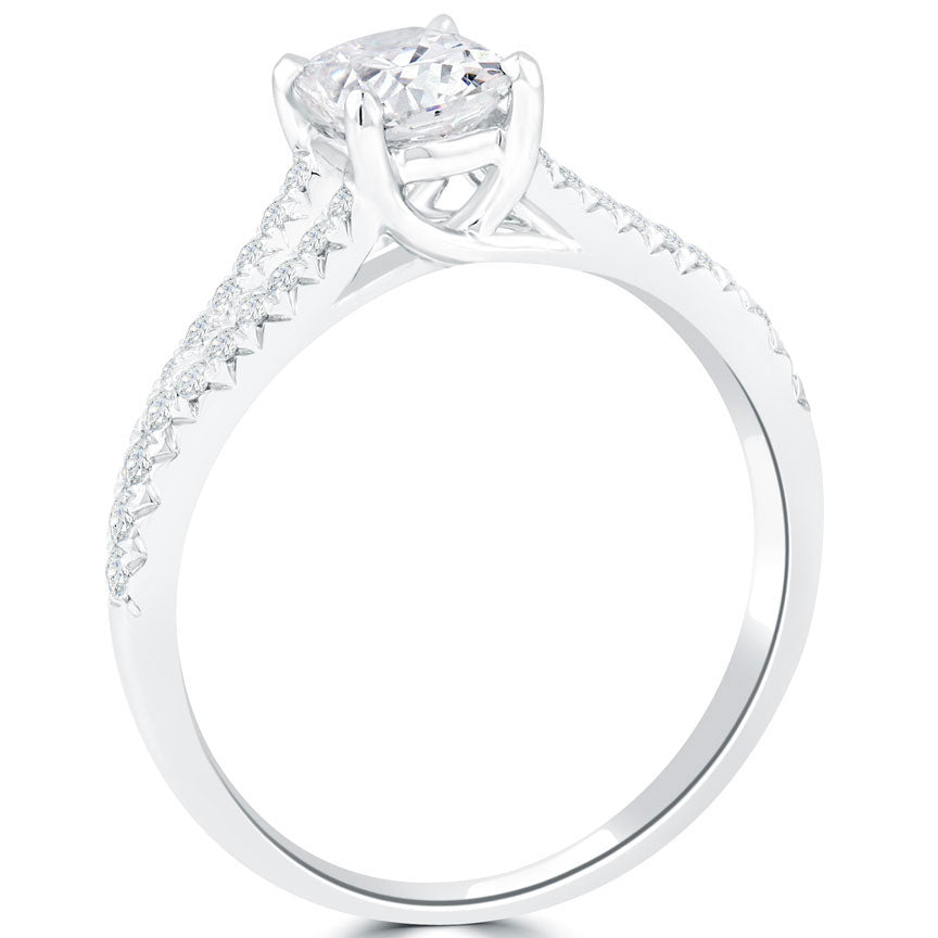 1.25 Carat H-VS2 Cushion Cut Natural Diamond Engagement Ring 18k White Gold