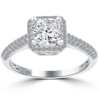 1.62 Carat G-VVS2 Cushion Cut Natural Diamond Engagement Ring 18k Gold Pave Halo