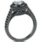 1.74 Carat F-VS2 Certified Natural Round Diamond Engagement Ring 18k Black Gold