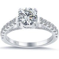 2.03 Carat G-VS1 Certified Natural Round Diamond Engagement Ring 18k White Gold