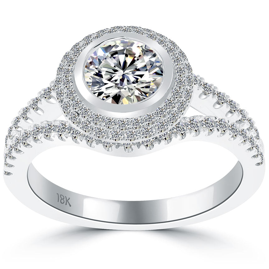 1.65 Carat D-SI1 Vintage Style Natural Round Diamond Engagement Ring 18k Gold