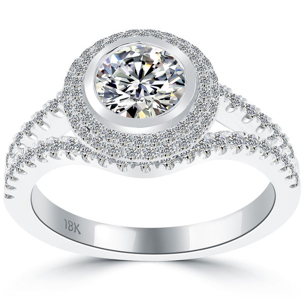 1.65 Carat D-SI1 Vintage Style Natural Round Diamond Engagement Ring 18k Gold
