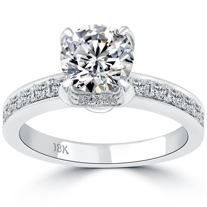 2.38 Carat H-SI1 Certified Natural Round Diamond Engagement Ring 18k White Gold