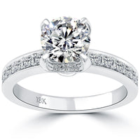 2.38 Carat H-SI1 Certified Natural Round Diamond Engagement Ring 18k White Gold