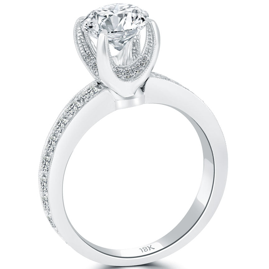 2.38 Carat H-SI1 Certified Natural Round Diamond Engagement Ring 18k White Gold