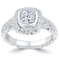 1.18 Carat E-SI2 Cushion Cut Diamond Hand Hammered Engagement Ring 14k Gold