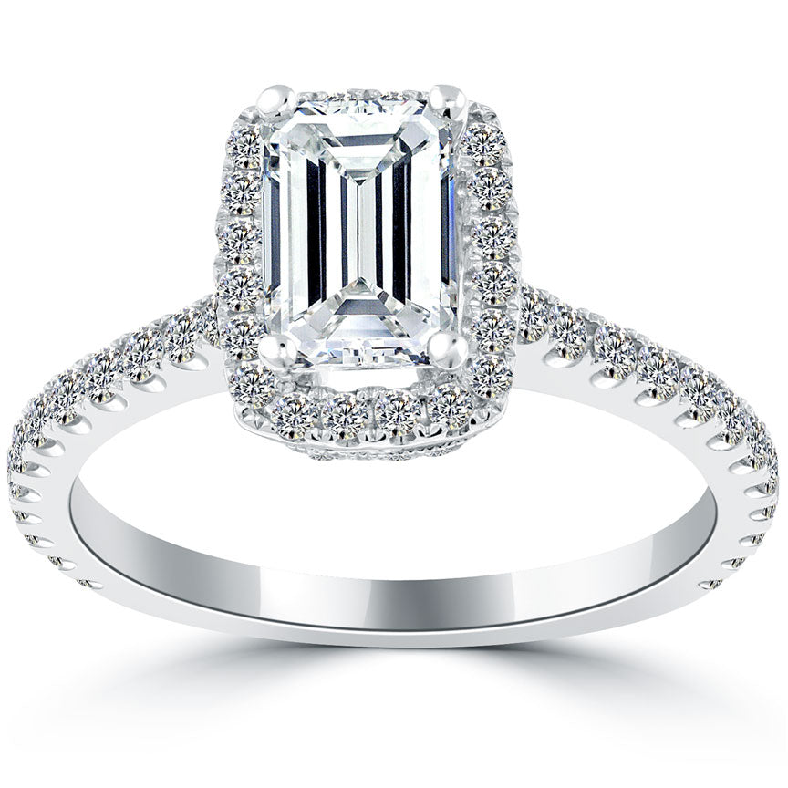 1.89 Carat G-SI1 Emerald Cut Vintage Style Natural Diamond Engagement Ring 18K