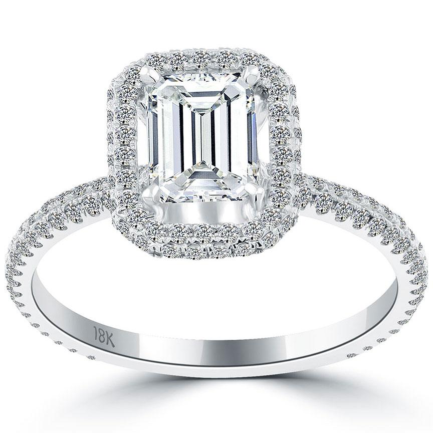 1.82 Carat D-VS2 Emerald Cut Vintage Style Natural Diamond Engagement Ring 18k