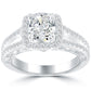 2.40 Carat G-SI1 Cushion Cut Diamond Engagement Ring 18k Pave Halo Vintage Style